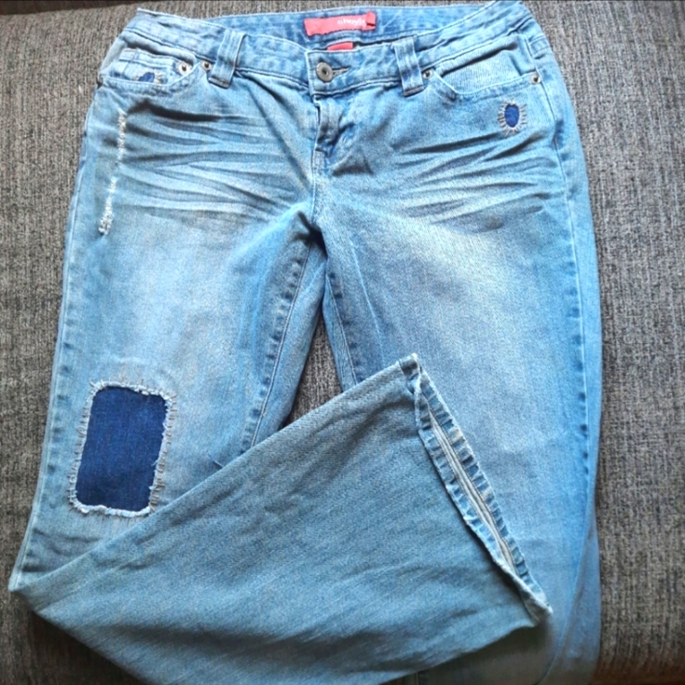 ~{Calvin Klein}~ Vintage patchwork flare jeans.
